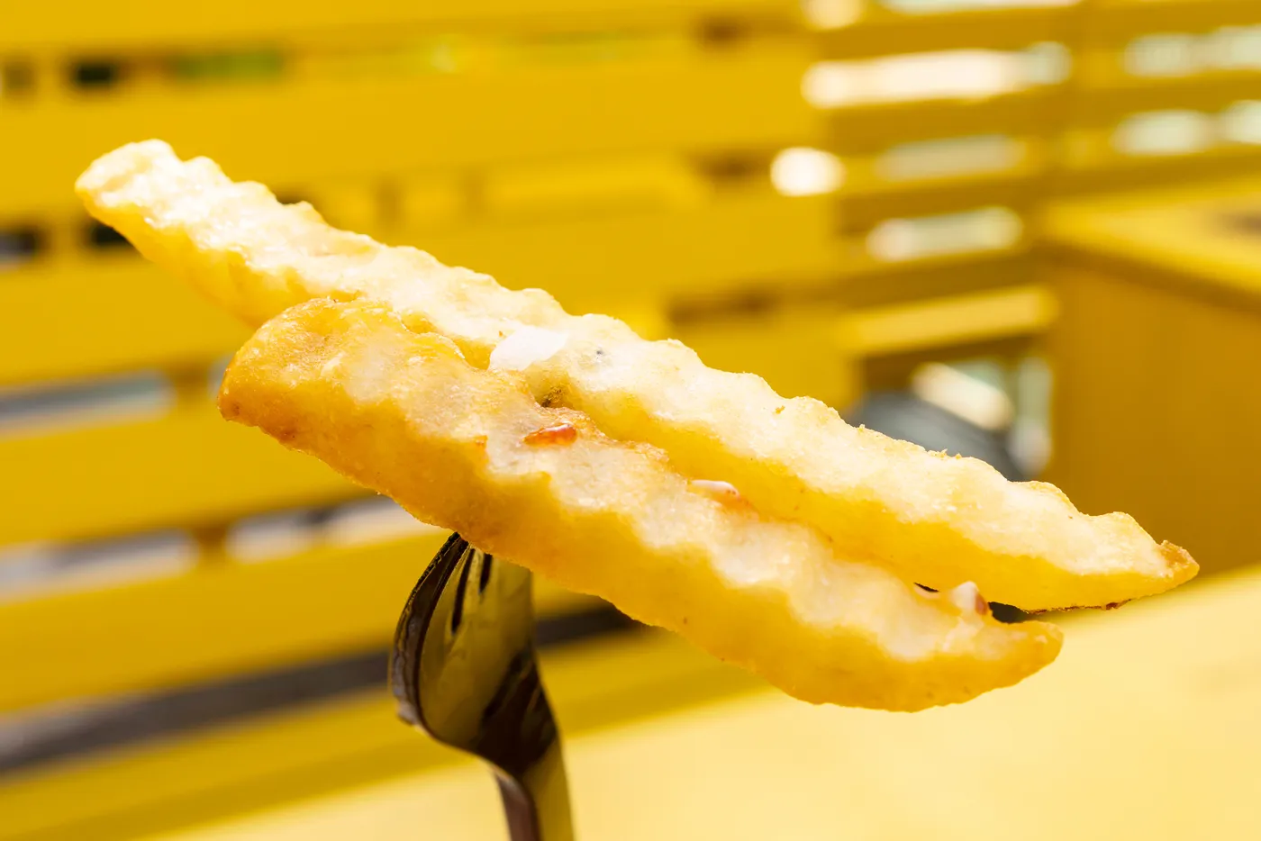 The fries are a thick-cut style.